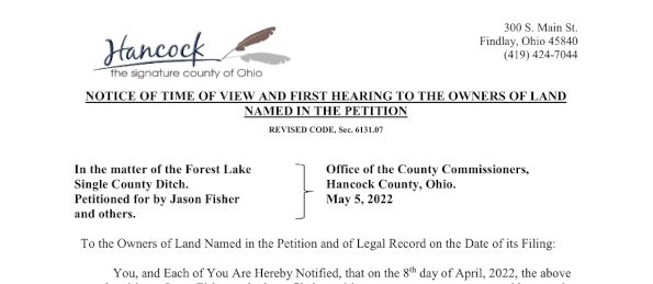 Notice and Time of View and First Hearing Document