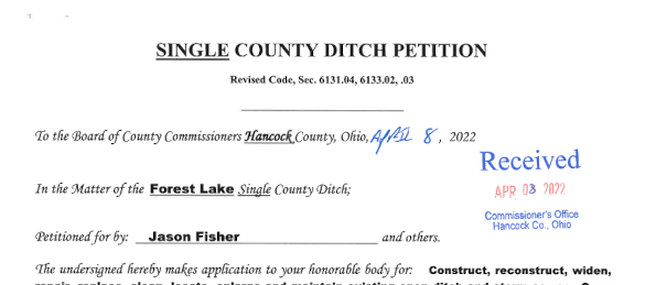 Forest Lake Ditch Petition